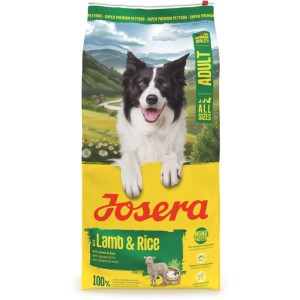 Josera Hunde-Trockenfutter Adult Lamm & Reis, 12,5kg Sack mit Hund und Lamm Illustration.