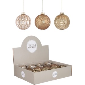 Kugel Glas Gold, Kupfer, Silber Ø 8 cm