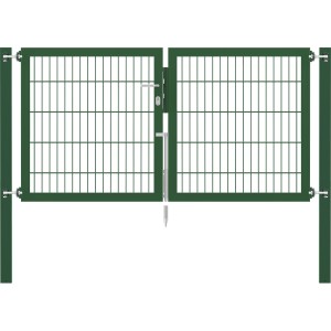 Grünes Doppeltor Flexo Plus 200x100 cm mit Pfosten für Gartenzäune.