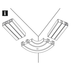 Gardinia Erkerbogen GE2, 2-läufig, weiß, für Gardinenschienen, 90° Winkel.