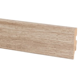 Sockelleiste Eiche, 60 mm hoch, 2600 mm lang. Dekorativer Wandabschluss für Laminat und Parkett.