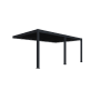 Anthrazitfarbene Aluminium-Pergola mit elektrischem Lamellendach und LED-Beleuchtung für Terrassen.