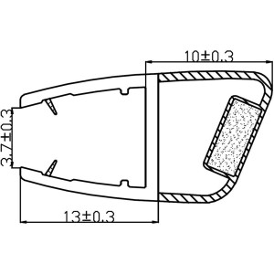 Skizze einer Magnetdichtung für Rundduschen, 4 mm Glasstärke, Maße eingezeichnet.