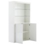 okwish Sideboard mit LED Beleuchtung Glasböden Aufbewahrungsschrank 100x35x170cm Weiß