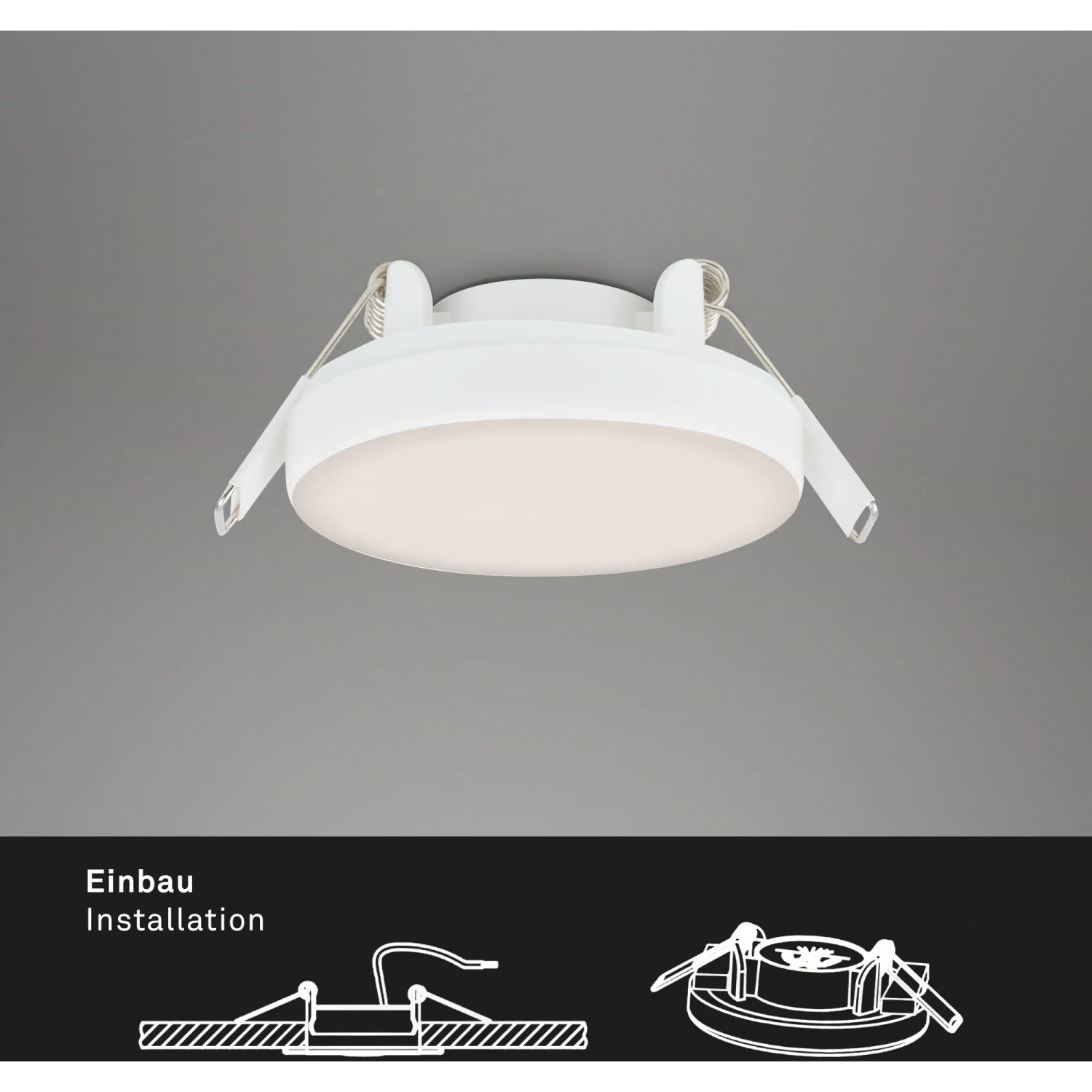 Weißer Briloner LED-Einbaustrahler Plat, 1er-Set, neutralweißes Licht, Ø 7,5 cm.