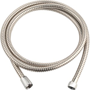 Verchromter Metall-Brauseschlauch, 200 cm lang, flexibel und robust.