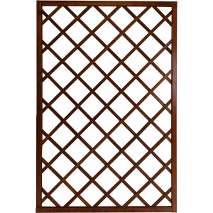 Braun lasierter Sichtschutzzaun Nancy, 180x120 cm, mit Rautenmuster für Rankpflanzen.