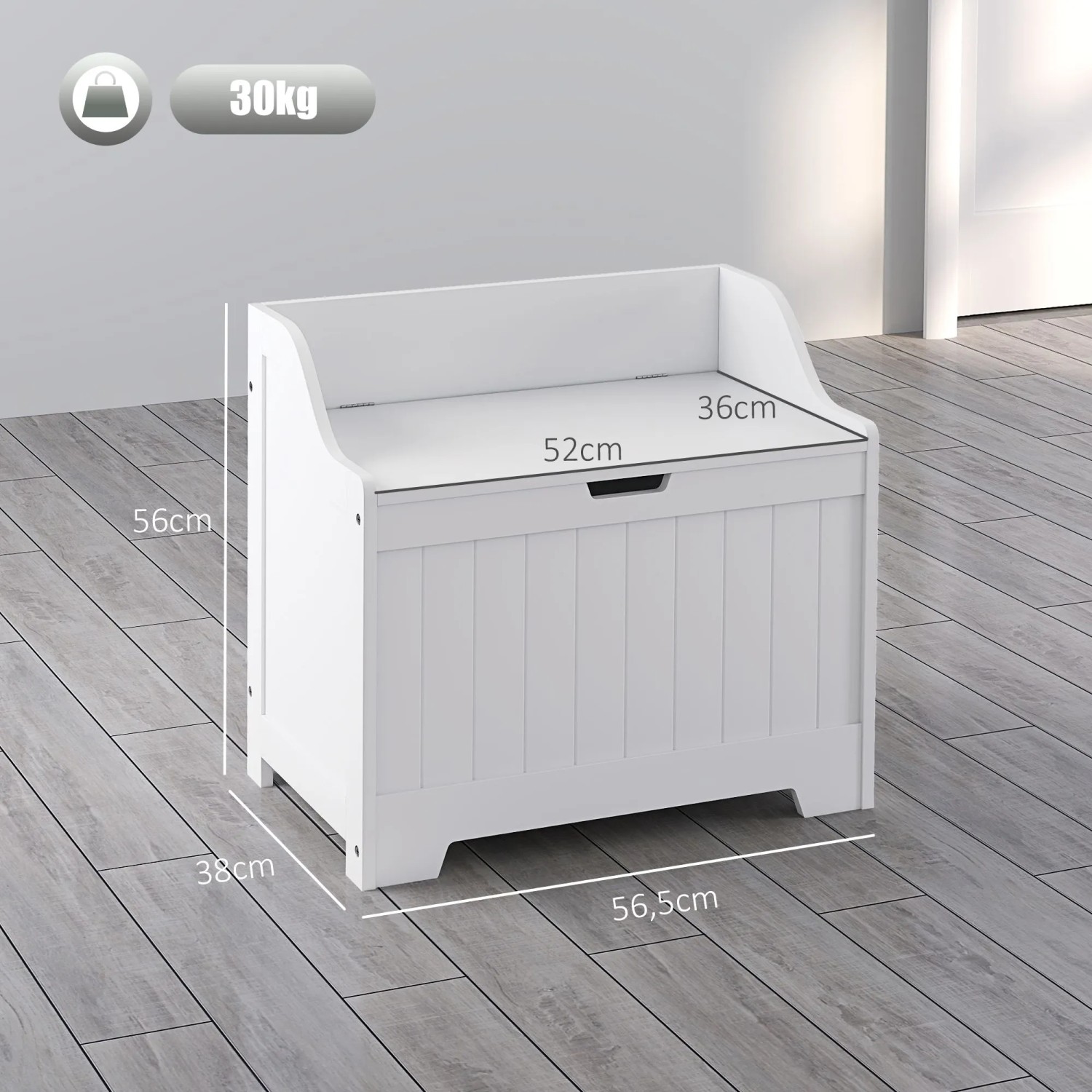 HOMCOM Truhe Aufbewahrungsbox mit Deckel Auflagenbox 60L x 38B x 56H cm Weiß kaufen bei OBI