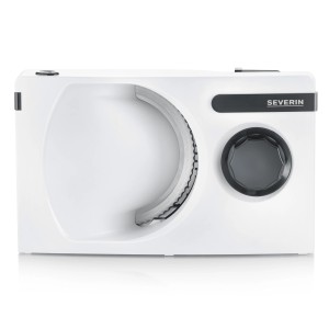 Severin Allesschneider AS 3912 in Weiß-Schwarz. Kompakte Küchenmaschine zum Schneiden von Wurst, Käse und Brot.