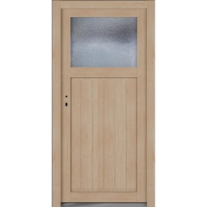 Roro Nebeneingangstür aus Fichte mit Ornamentglas, DIN L, 90x190 cm.