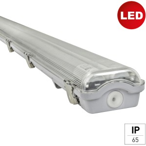 Graue E2 Elektro LED Feuchtraum-Wannenleuchte, 2x24W, ideal für Feuchträume.