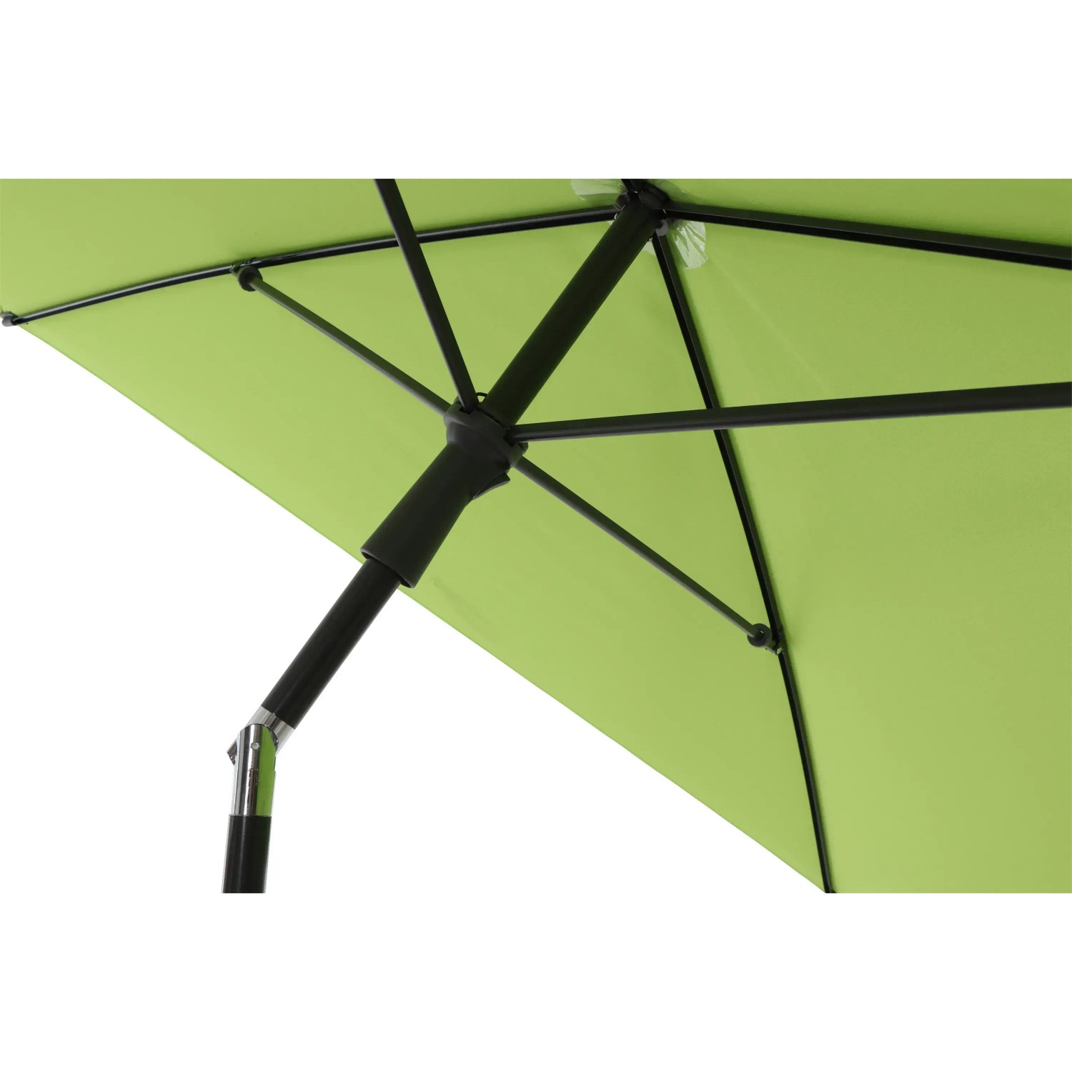 Grüner Siena Garden Marktschirm (140x210 cm) mit Knickfunktion, Ansicht von unten.
