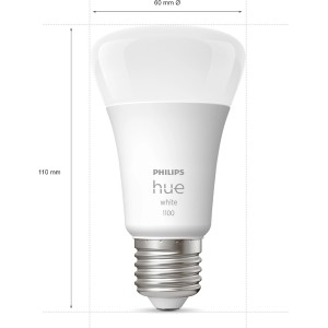Philips Hue White E27 Leuchtmittel, 9,5W, 1055 Lumen, warmweißes Licht.