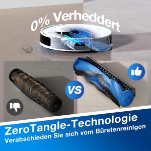 Ecovacs Deebot N20 Plus Saugroboter mit ZeroTangle Technologie im Vergleich, für weniger verhedderte Bürsten.