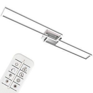 Brilo LED Deckenleuchte Frame Dimmbar CCT Fernbedienung 110 cm Chrom-Alu