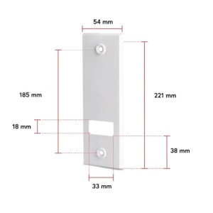 Weiße Rollladen Gurtwickler Abdeckplatte aus Kunststoff, 185mm Lochabstand, mit Maßen. Für Rollladensteuerung.
