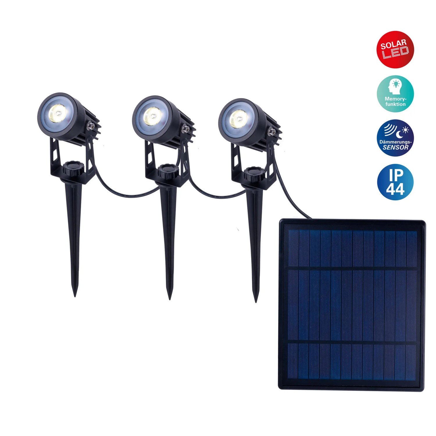 Näve LED-Solarspots Spoti mit Erdspieß Schwarz Ø 4,1 cm x 9 cm 3er-Set kaufen bei OBI