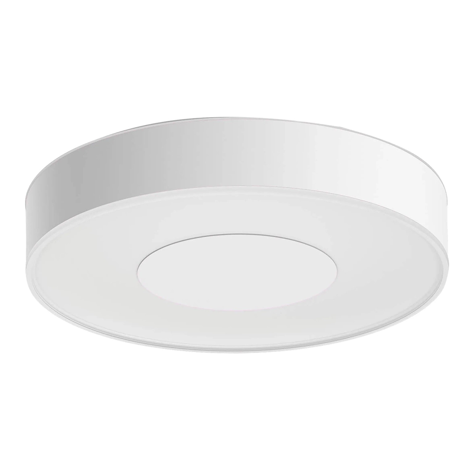 Weiße Philips Hue Infuse M Deckenleuchte mit Farbwechsel und indirekter Beleuchtung.