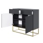 Modernes Selsey Veldio Sideboard schwarz, 100 cm, mit geriffelter Front, 2 offenen Schubladen, Fächern und goldenen Beinen.