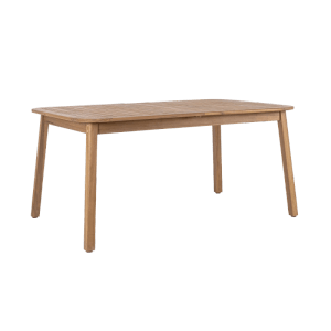 Akaziefarbener Gartentisch DANUBIO mit Holzlamellen-Optik.