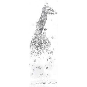 Kayoom Ölgemälde Kalahari, 50x150 cm, Giraffe als Wandbild in Schwarz-Weiß.