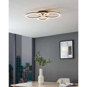 Moderne LED-Deckenleuchte Parrapos-Z von Eglo, weiß und schwarz, mit runden LED-Profilen.