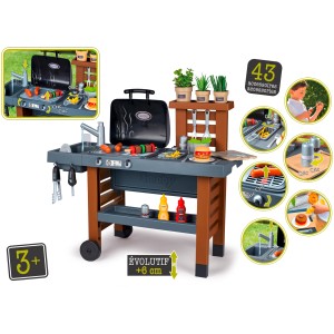 Smoby Gartenspielküche mit Grill, Spüle und Zubehör. Outdoor-Spielküche für Kinder.