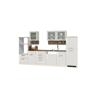 Moderne, weiße Held Möbel Küchenzeile Mailand (340 cm) ohne E-Geräte.