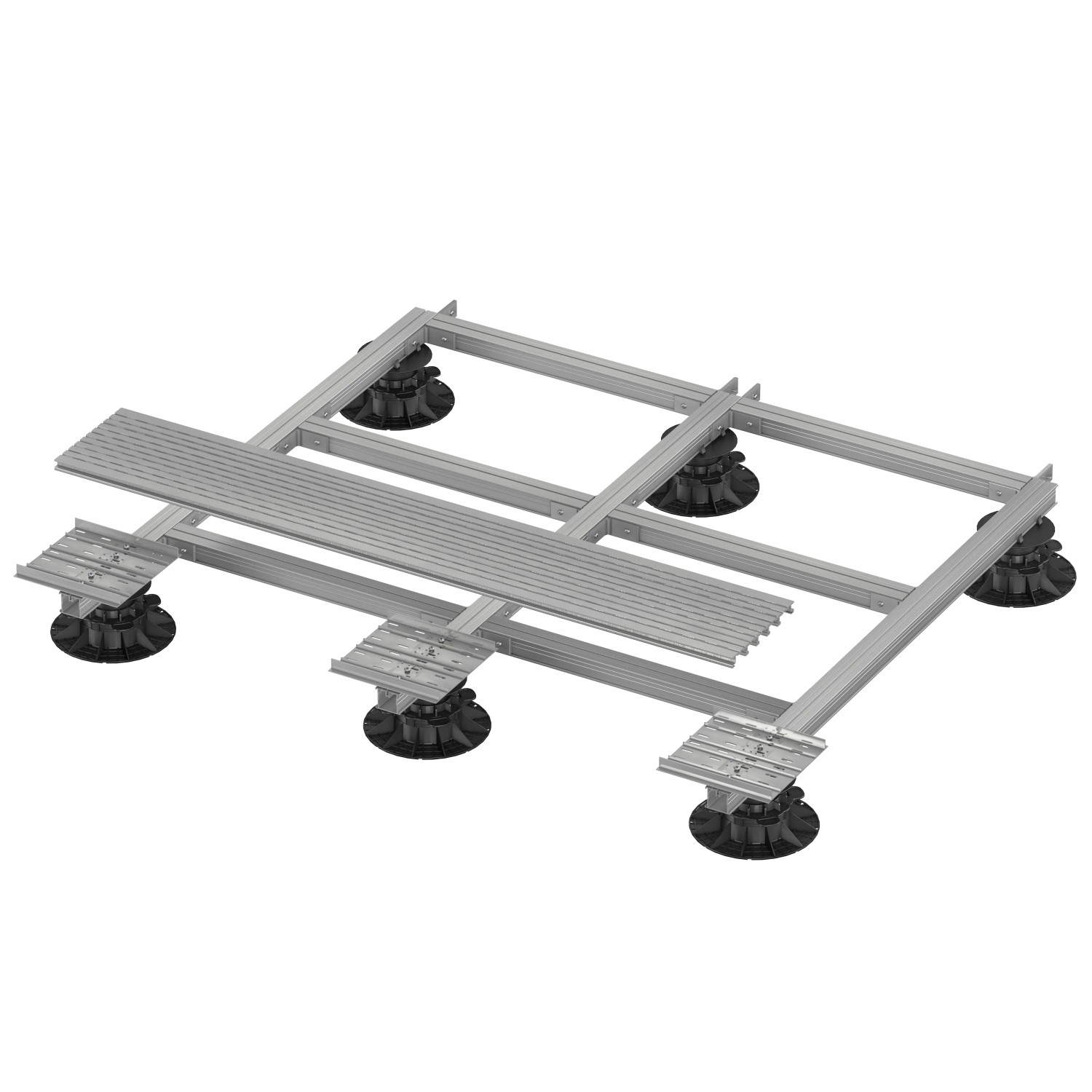 GS Terrassen Halter für Rinne Proside, 150x20x200mm, Alu blank, zur Befestigung von Terrassendielen.