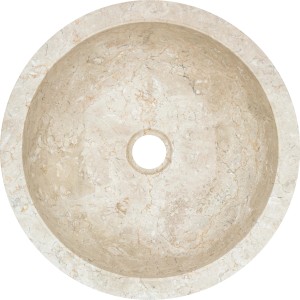 Rundes baliv Aufsatzwaschbecken WBA-7040 aus Marmor, Ø 40 cm, creme-beige mit individueller Maserung.