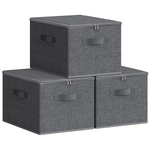 Songmics Aufbewahrungsboxen Rylan, 3er-Set, grau, 40x30x25 cm, für textile Aufbewahrung.