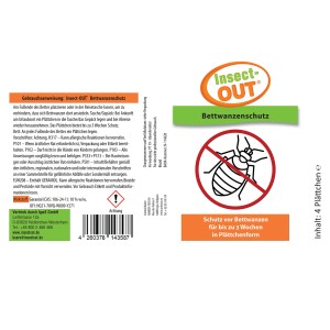Insect Out Bettwanzenschutz, 4 Plättchen zur Abwehr. Schutz für bis zu 3 Wochen.
