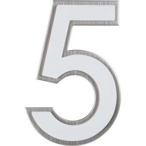 Nachtleuchtende Hausnummer Nr. 5 von Alpertec aus Edelstahl.