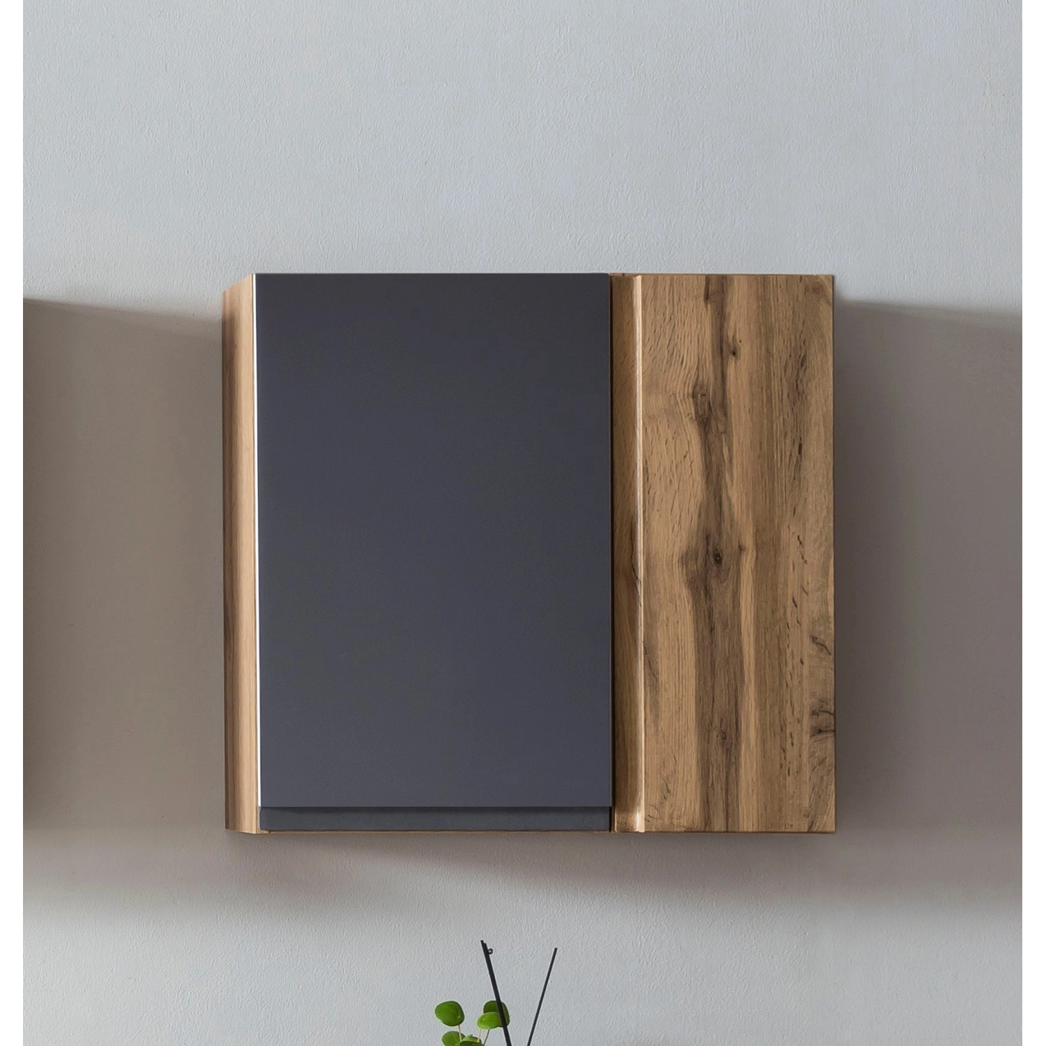 Held Möbel Hängeschrank Ancona, 65 cm, matt Grau-Wotaneiche für Badmöbel-Sets.