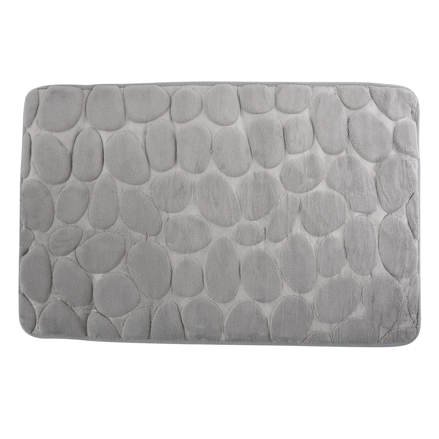 Graue MSV Badematte Kiesel, 50x80 cm, mit Kieselstein-Optik und weichem Memoryschaum.