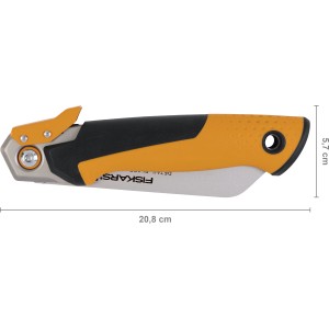 Fiskars Klappsäge Pro, 15 cm, orange-schwarz, mit sicherem Klappmechanismus.