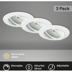 Briloner LED Einbauleuchten Attach 3er-Set Dimmbar Schwenkbar Weiß