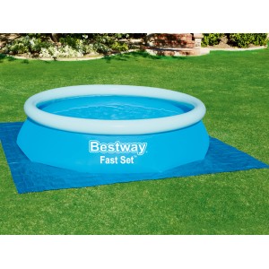 Bestway Pool mit Flowclear Bodenplane, blau, 335x335 cm, zum Schutz des Poolbodens.