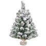 Kleiner HOMCOM Weihnachtsbaum 60cm mit Schneeeffekt, grüne Kunststoffzweige, Jute-Basis. Ideal für Tischdeko.