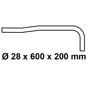 Kirchhoff Druckspülrohr, 90° gekröpft, Stahl, 28x600x200mm, Chrom für WC-Spülkasten.