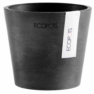 Ecopots Amsterdam Mini Pflanztopf, dunkelgrau, 10,5 cm, für Innen- und Außenbereich.