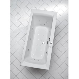 Ottofond Whirlpool-Komplettset Rosa 180x80 cm, weiße Badewanne mit Düsen und Armaturen.