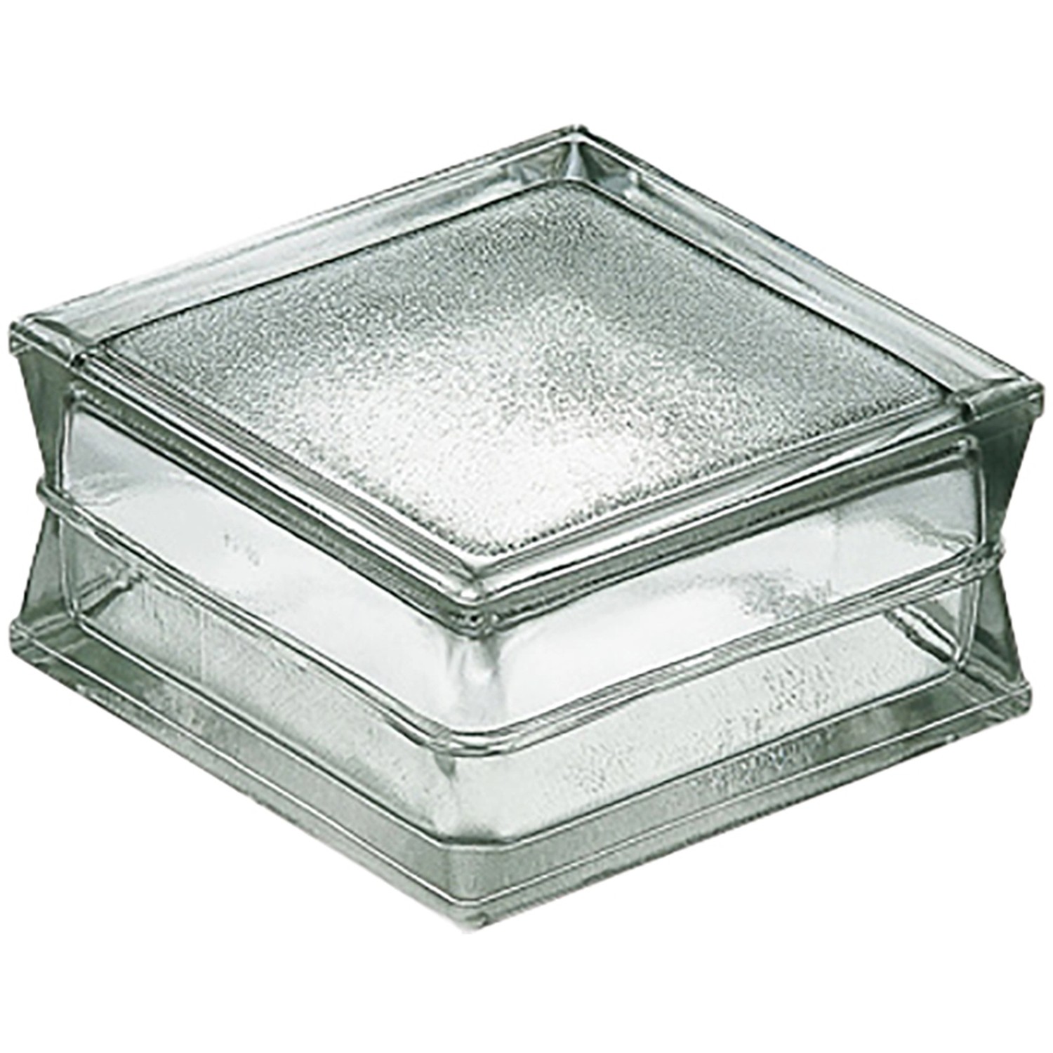 Gehämmerter Betonglasstein, 19x19x10 cm, geeignet für den Einbau im Boden.