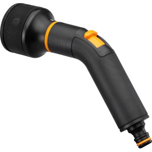 Fiskars Sprühpistole mit 3 Funktionen, Gartenspritze mit verstellbarem Sprühbild und ergonomischem Griff.