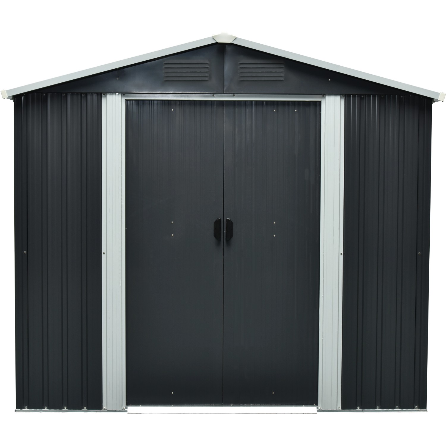 Pergart Metall-Gerätehaus Dresden, grau-creme, mit Doppeltür. Gerätehäuser für den Garten.