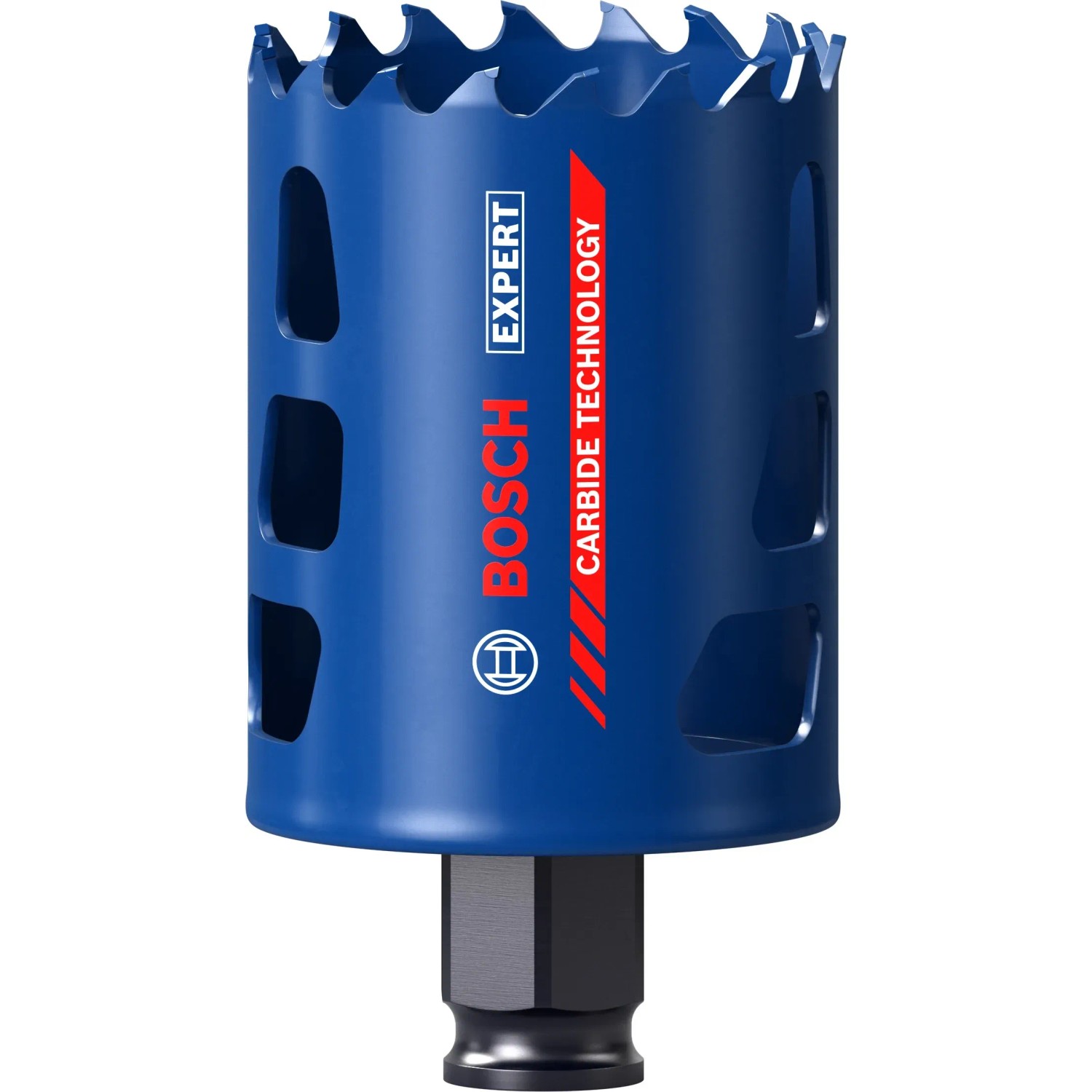 Blaue Bosch Expert Lochsäge Tough Material, Ø 51 mm, für präzise Löcher bis 60 mm Tiefe.