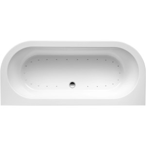Weiße Ottofond Whirlpool Badewanne Modena, 180x79 cm, mit Düsen im Wannenboden.
