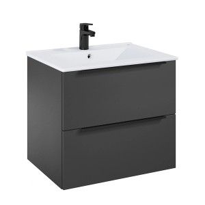 Roca Waschtischunterschrank Elegant, 60 cm, Anthrazit Matt mit 2 Schubladen.