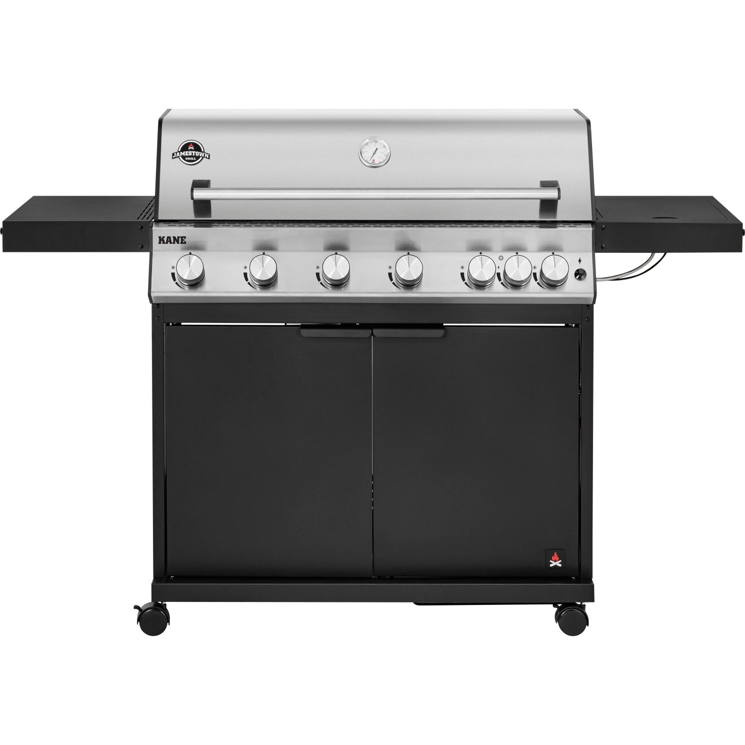 Jamestown Kane 6 Gasgrill mit 6 Brennern, Seitenkocher und Unterschrank.
