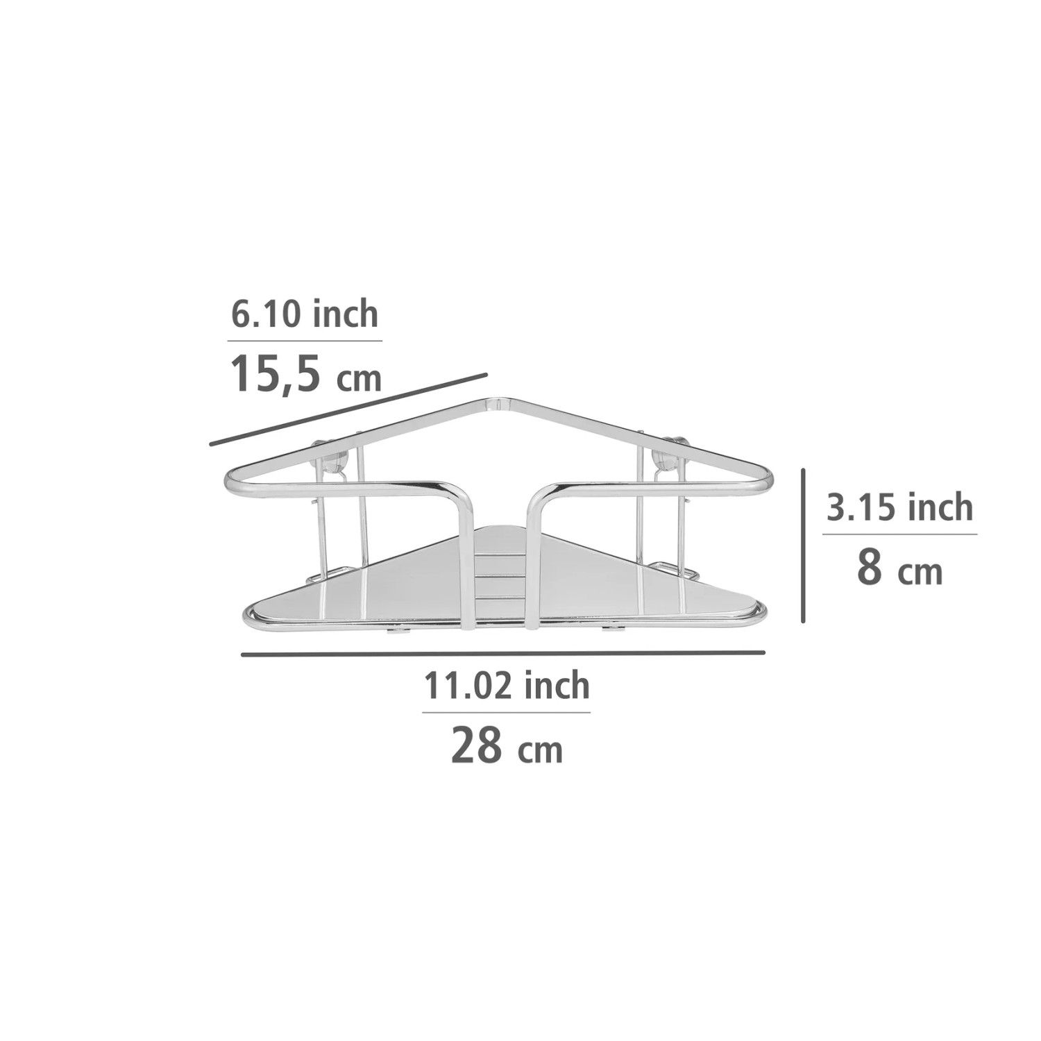 Wenko Eckablage Termoli, 28cm, Edelstahl, glänzend silber. Bad-Ablage zur Wandmontage.